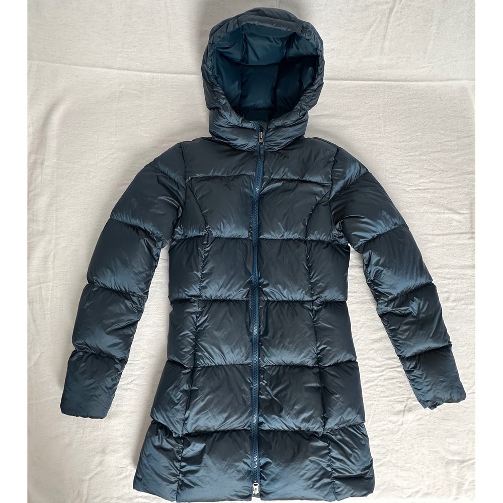 Eddie Bauer Luna Peak Down Parka Teal Puffer Jacket Womens XS EB550 Cozy Winter